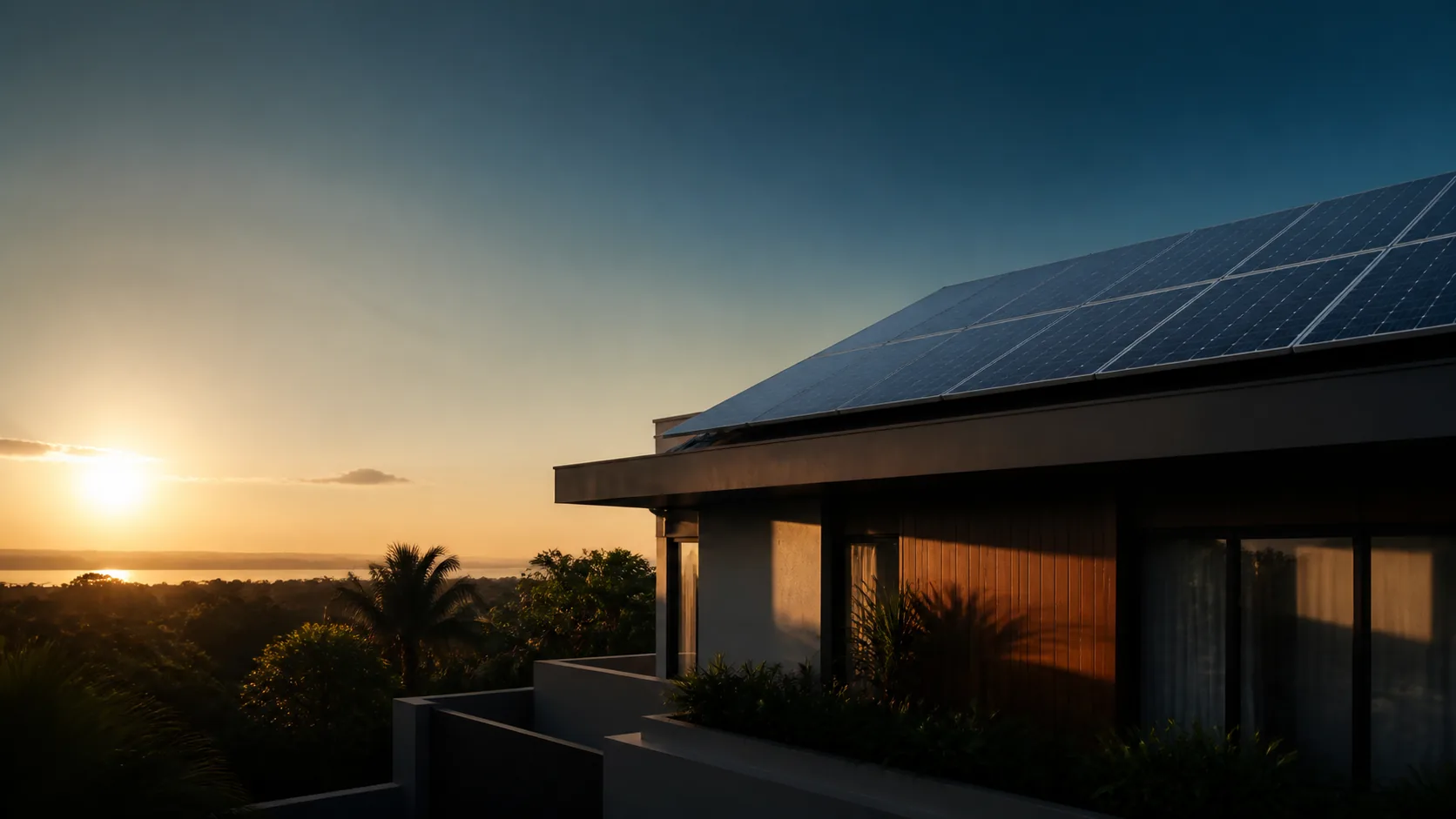 Residência contemporânea com sistema de energia solar