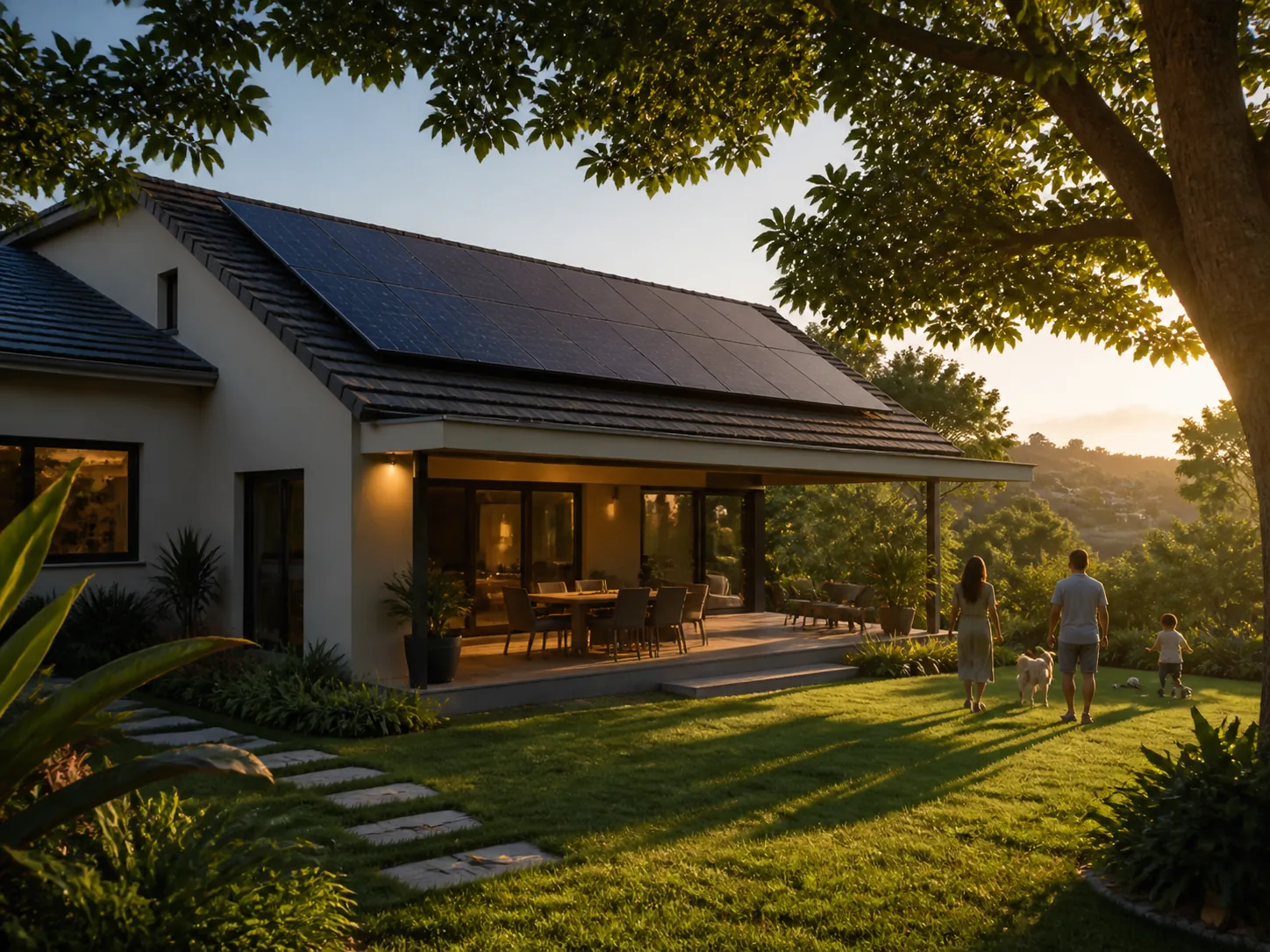 Residência com painéis solares