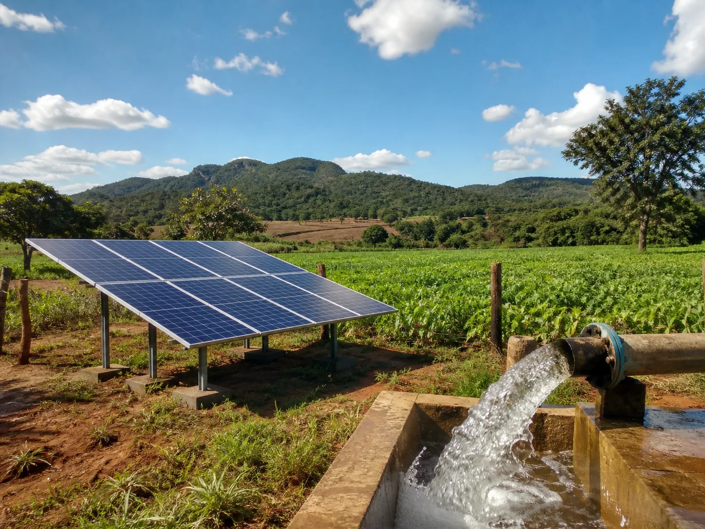 Propriedade rural com painéis solares