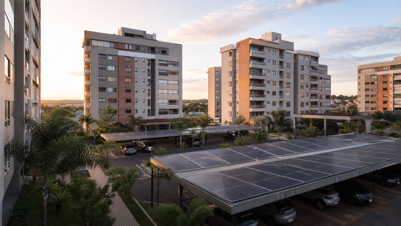 Condomínio brasileiro de médio e alto padrão com energia solar